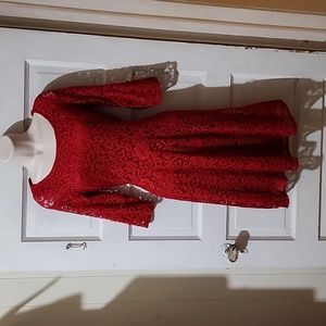 Perceptions Red Lace 3/4 Sleeve Dress 4
